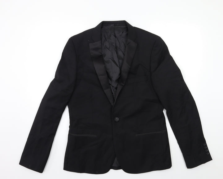 Topman Mens Black   Jacket Suit Jacket Size 40