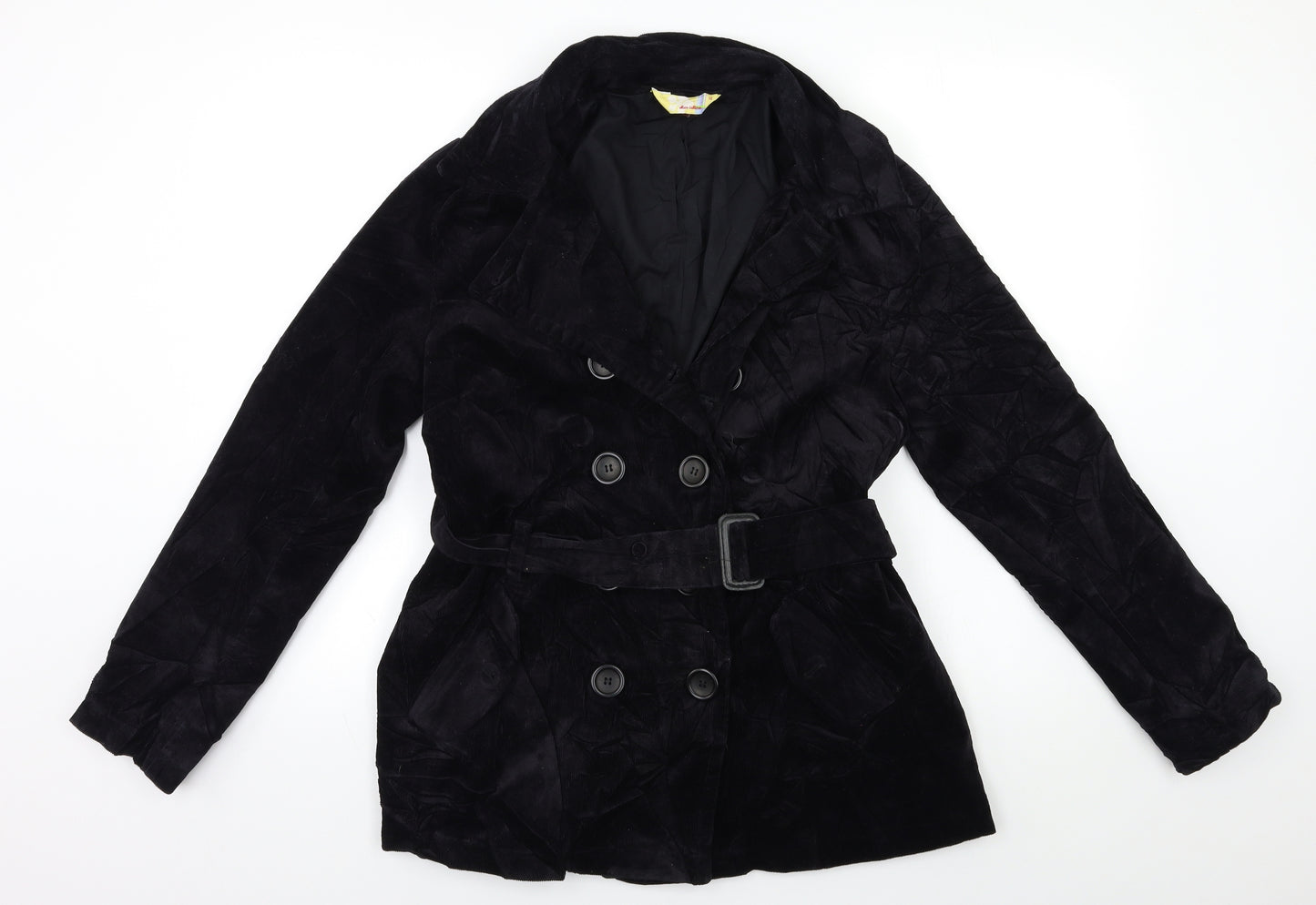 ALICE COLLINA Womens Black  Corduroy Overcoat Coat Size 12