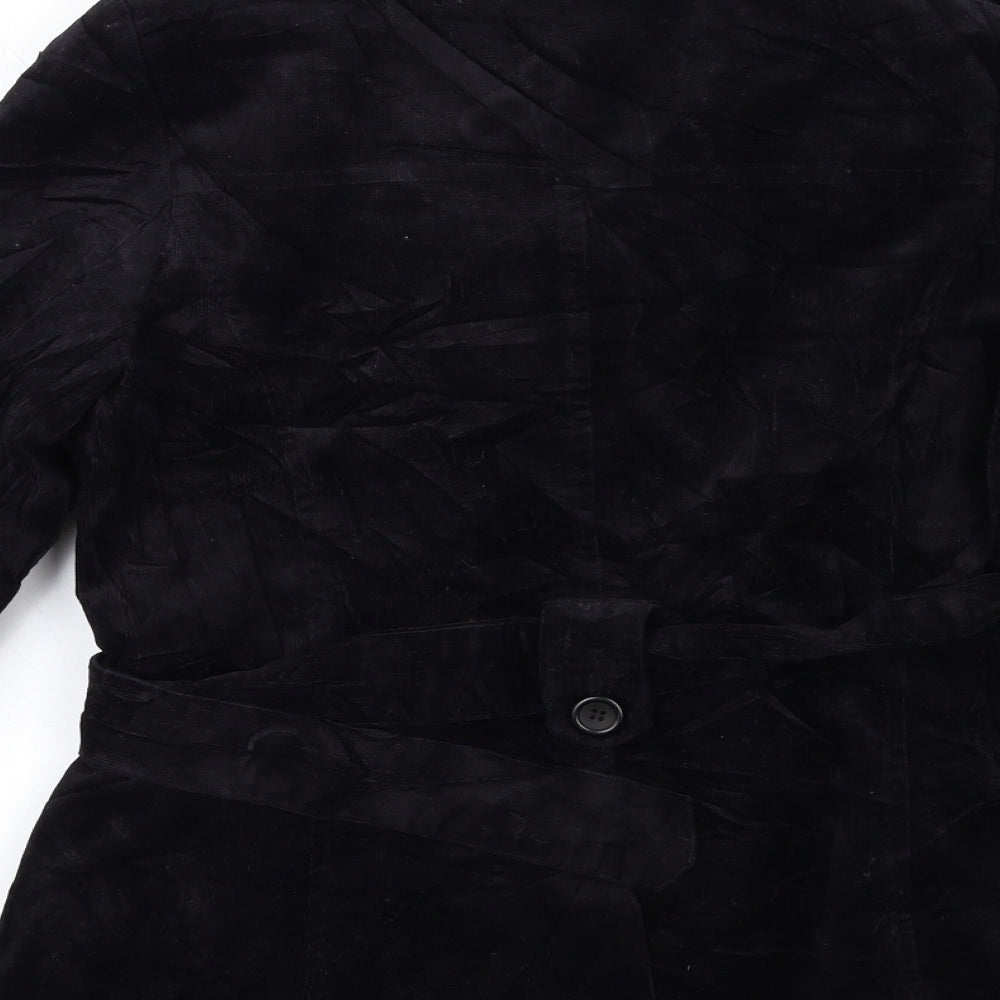 ALICE COLLINA Womens Black  Corduroy Overcoat Coat Size 12