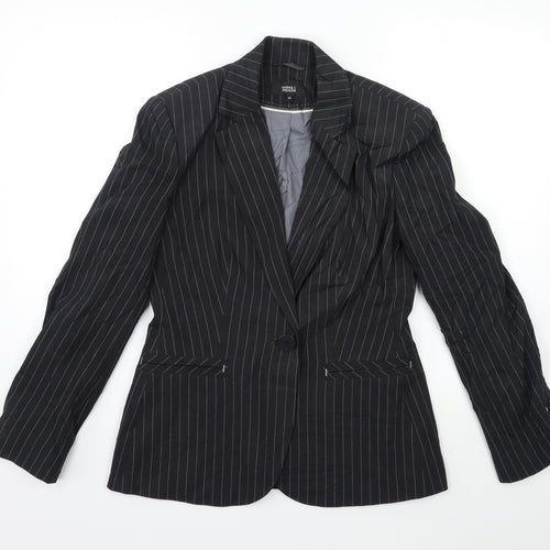 Marks and Spencer Womens Black Striped  Jacket Blazer Size 12
