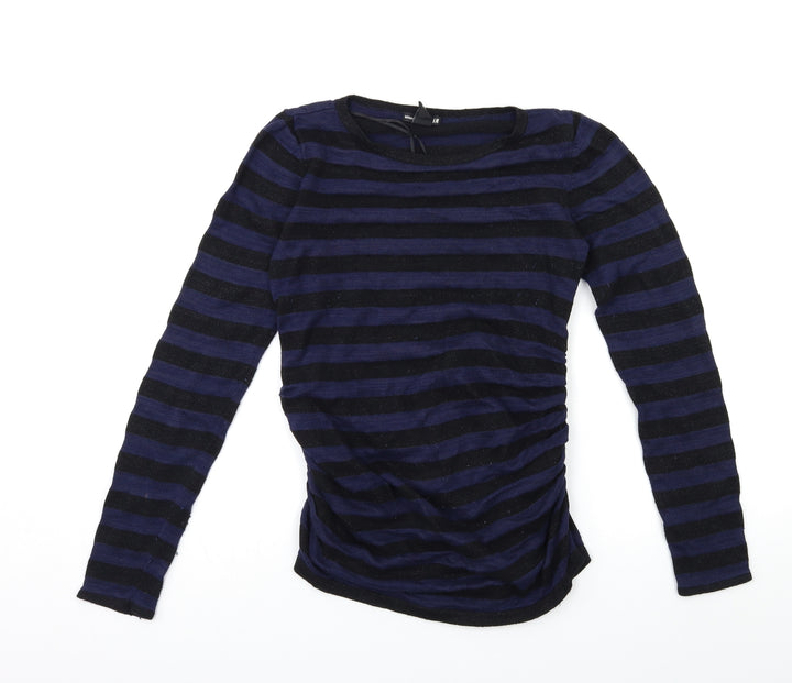 H&M Womens Blue Striped Knit Pullover Jumper Size S