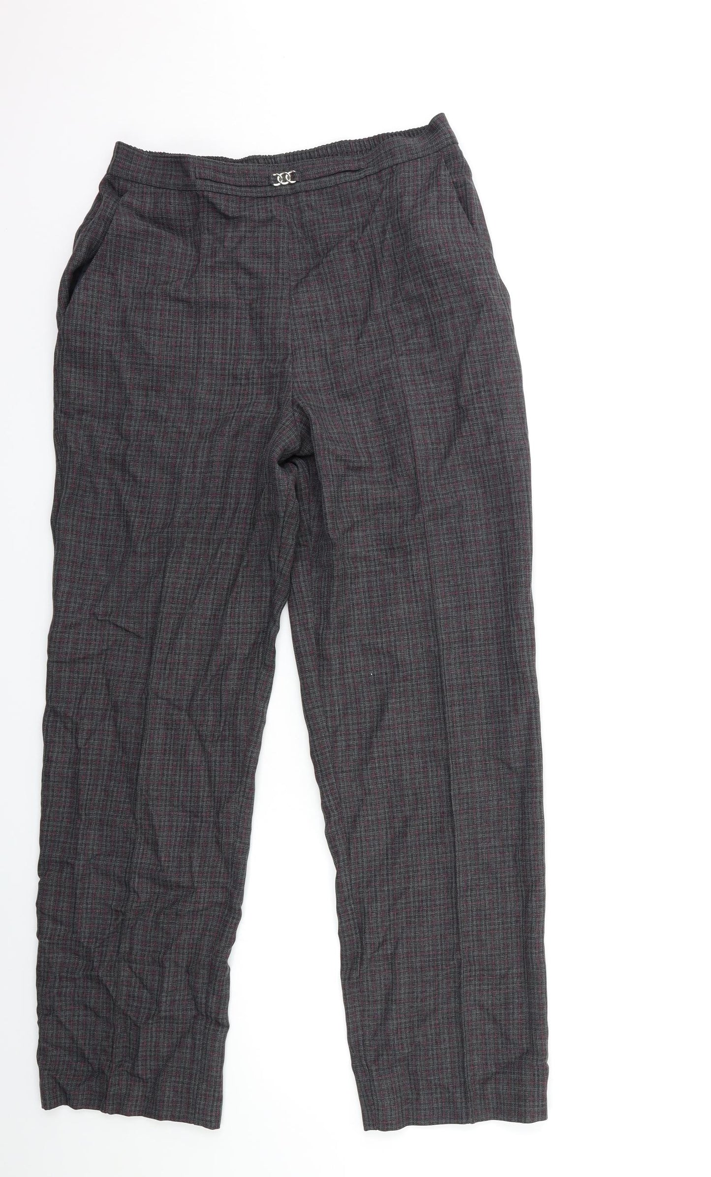 Marks and Spencer Womens Grey Check  Trousers  Size 12 L29 in