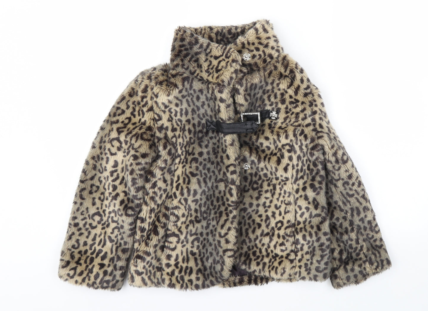 NEXT Girls Brown Animal Print  Basic Jacket Jacket Size 7-8 Years