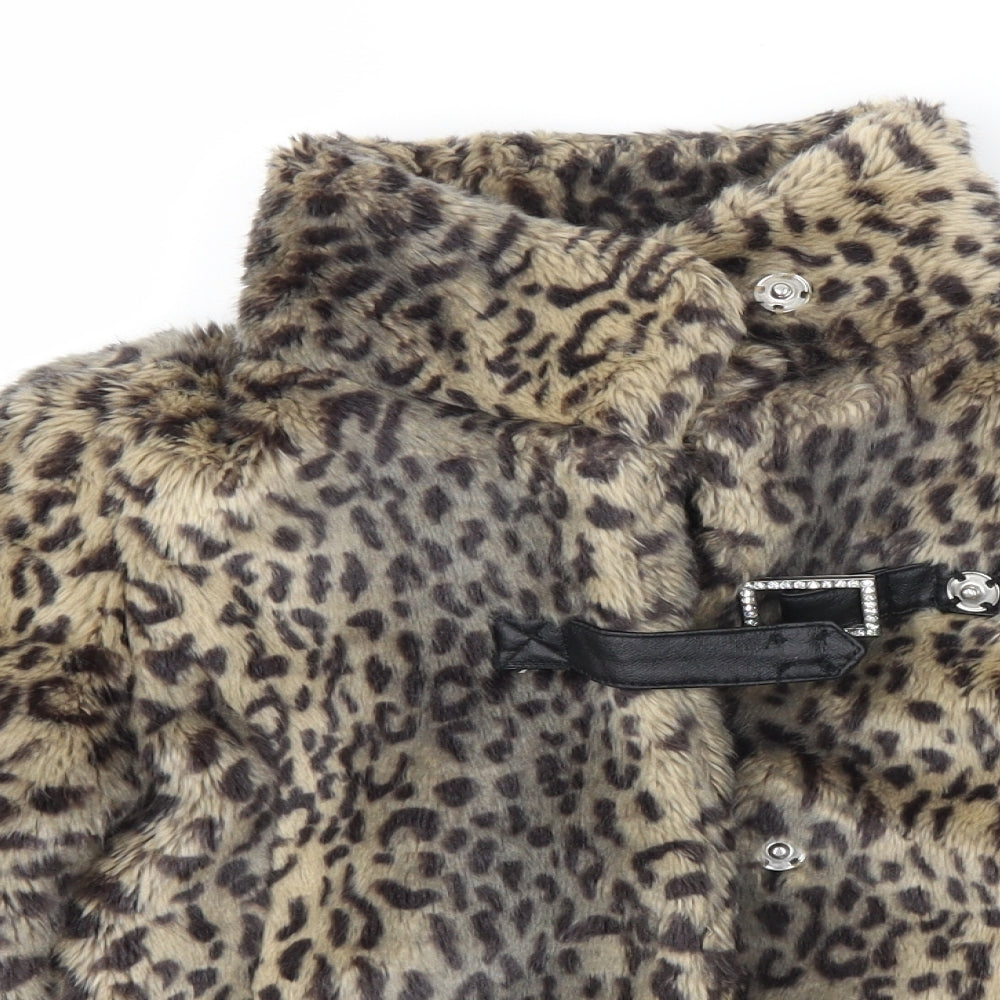 NEXT Girls Brown Animal Print  Basic Jacket Jacket Size 7-8 Years