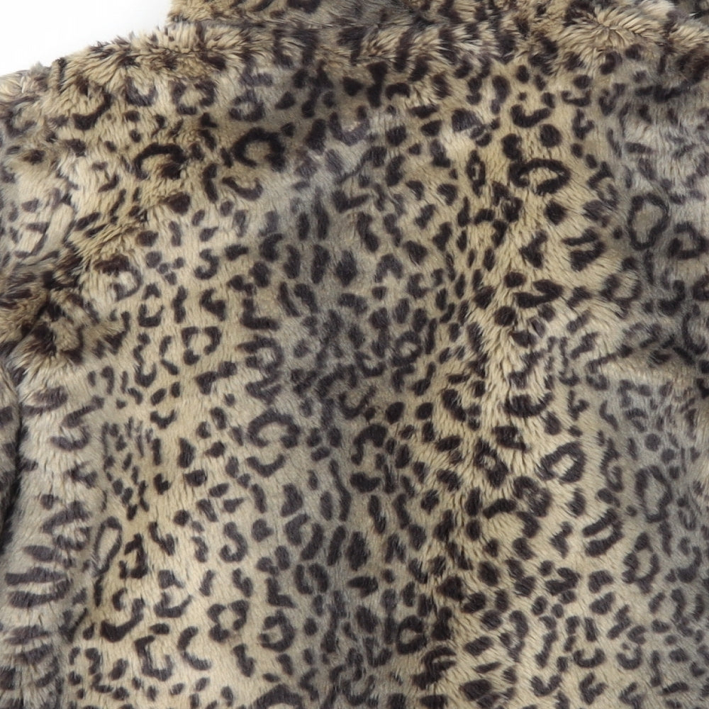 NEXT Girls Brown Animal Print  Basic Jacket Jacket Size 7-8 Years