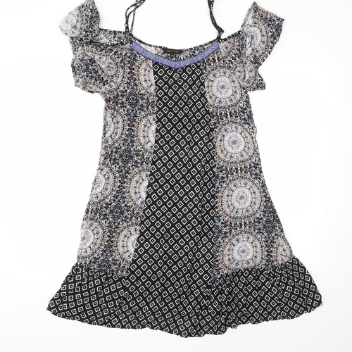 New Look Womens Black Argyle/Diamond  Fit & Flare  Size 10