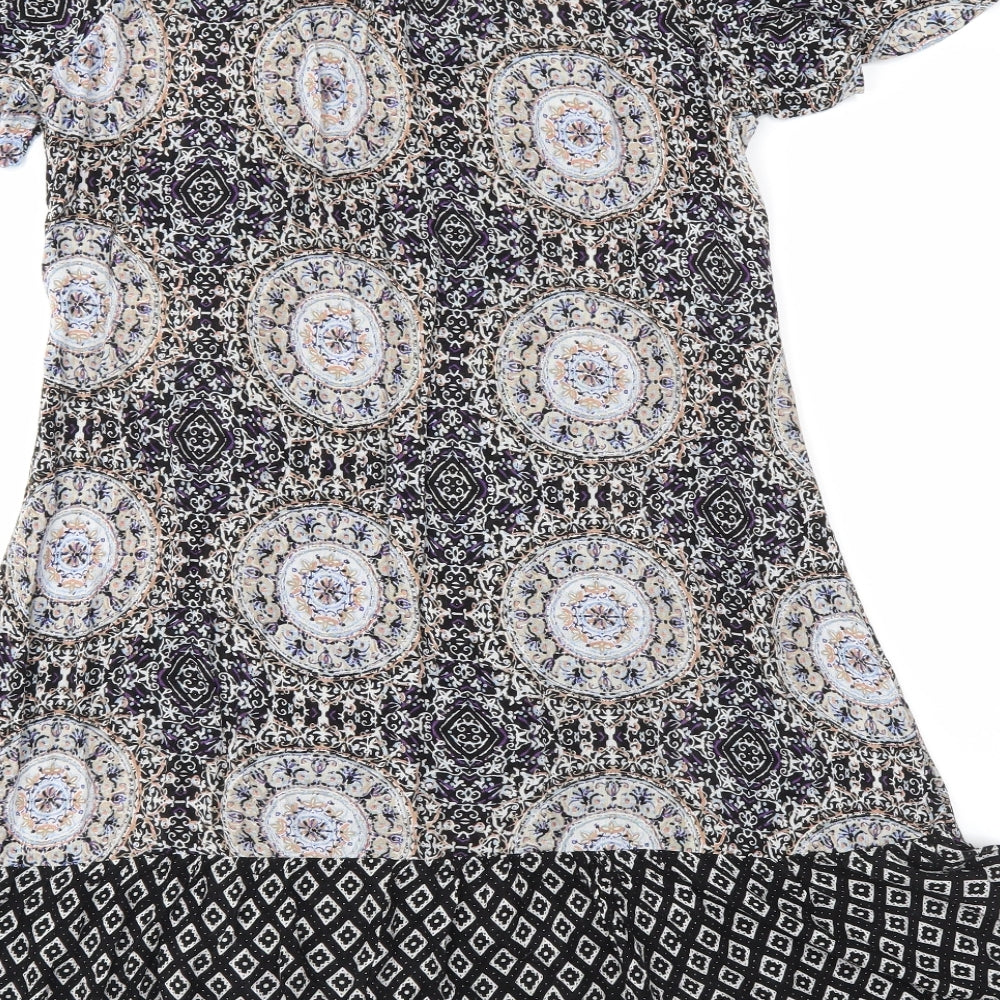 New Look Womens Black Argyle/Diamond  Fit & Flare  Size 10