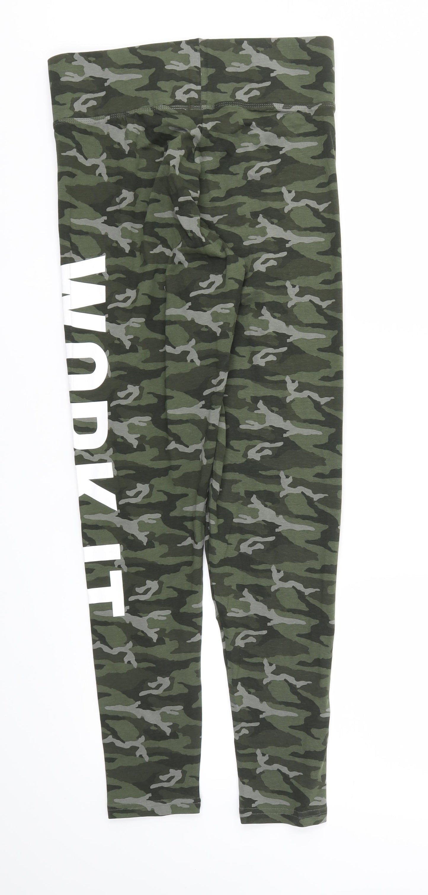 Golddigga Womens Green Camouflage  Capri Leggings Size 12 L25 in - Stretch waistband