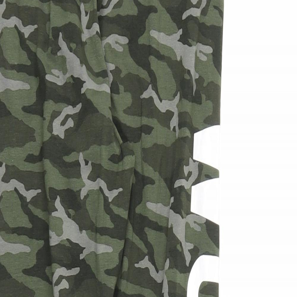 Golddigga Womens Green Camouflage  Capri Leggings Size 12 L25 in - Stretch waistband