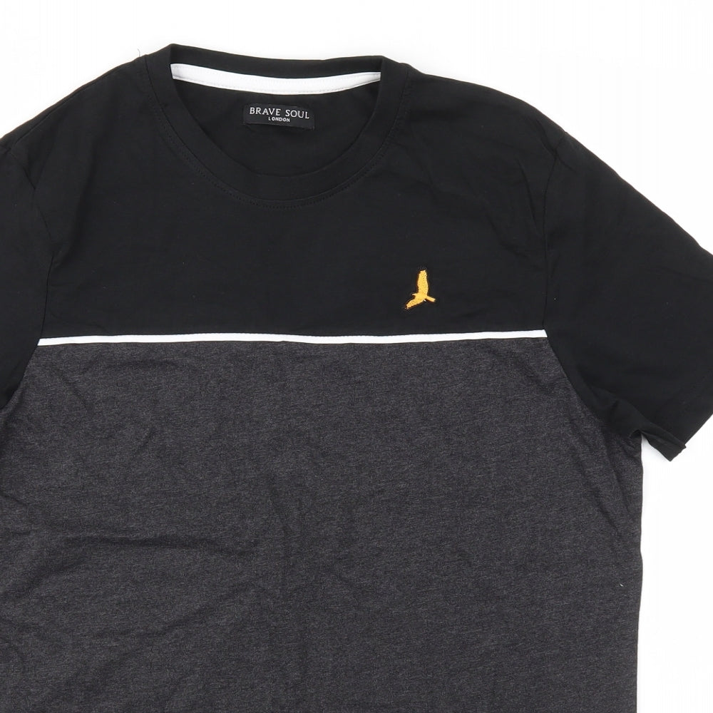 Brave Soul Mens Black    T-Shirt Size M