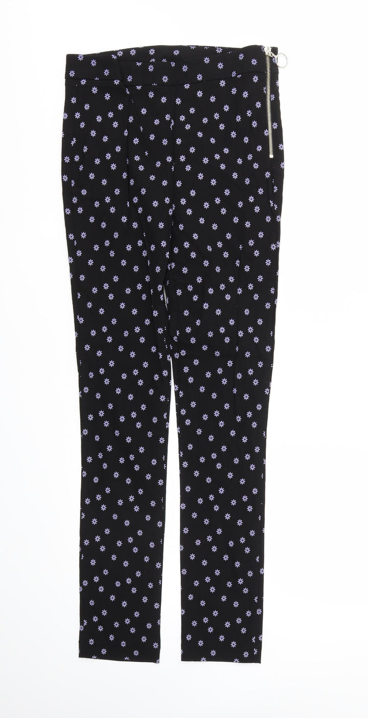 Zara Girls Black Floral  Capri Trousers Size M
