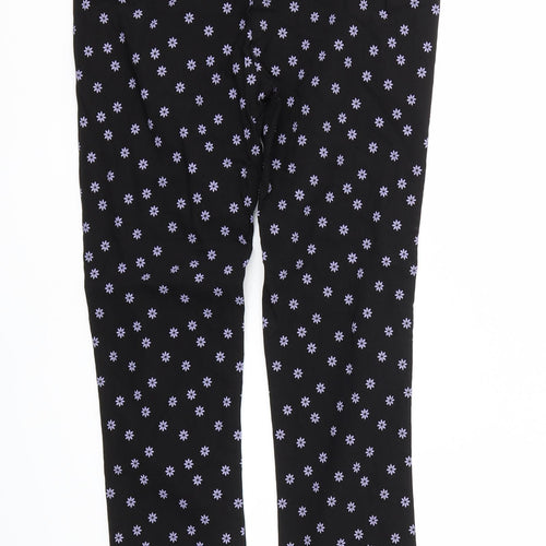 Zara Girls Black Floral  Capri Trousers Size M