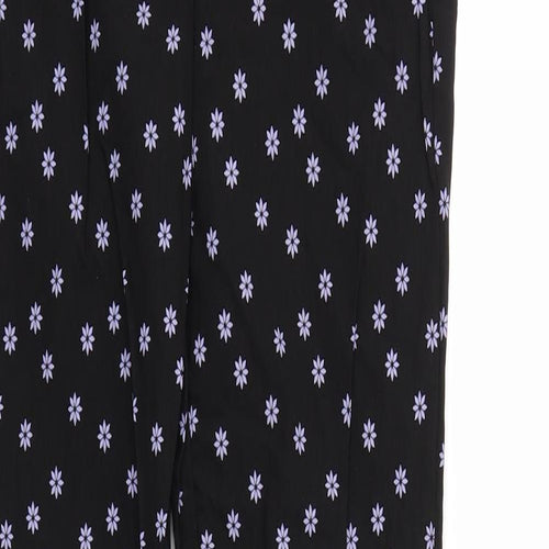 Zara Girls Black Floral  Capri Trousers Size M