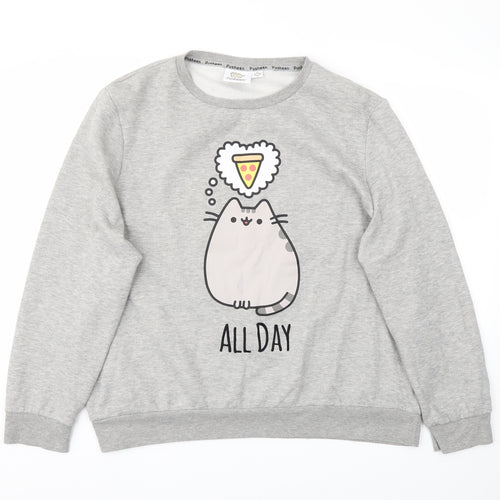 Pusheen Womens Grey Animal Print  Pullover Jumper Size XL
