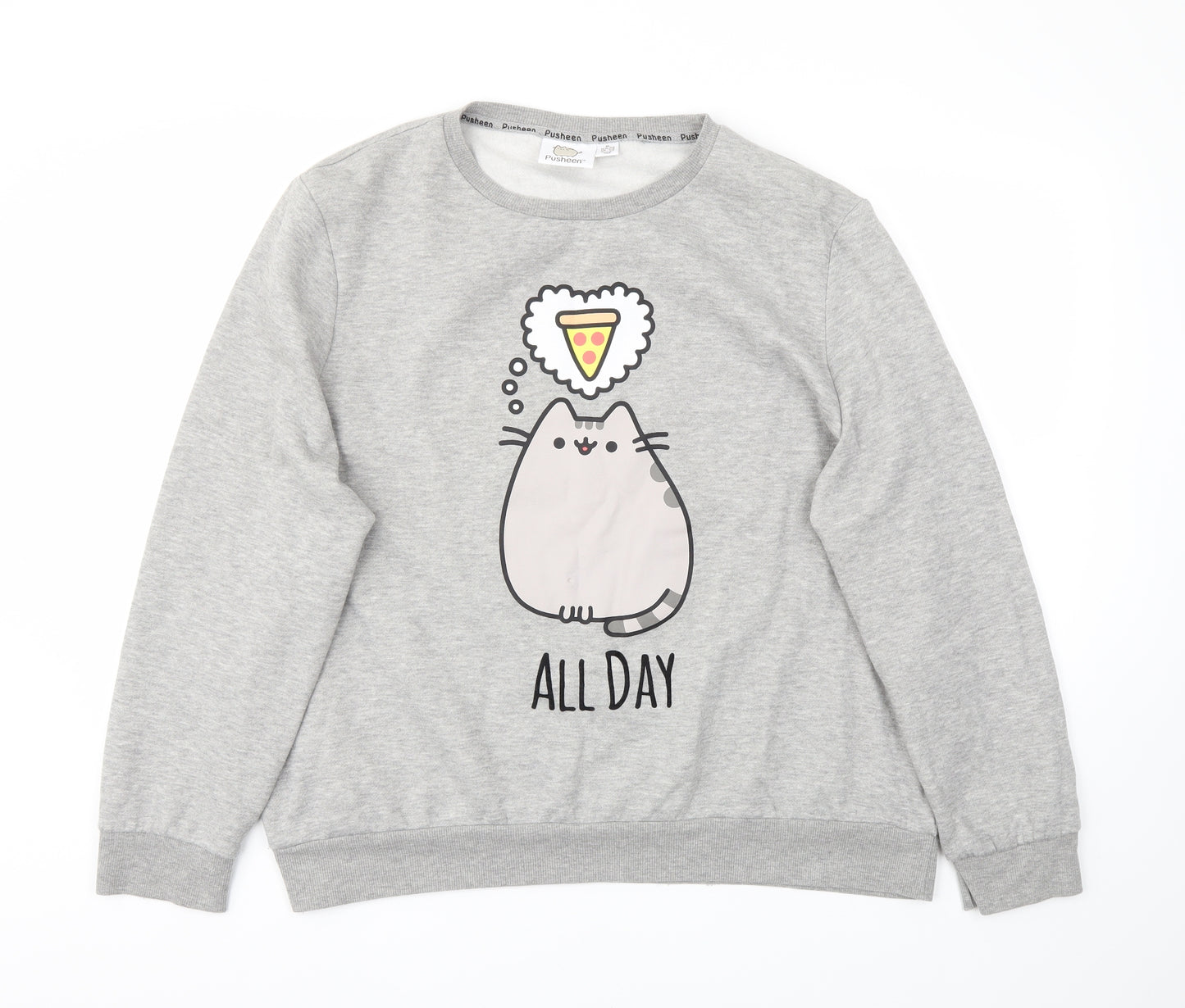 Pusheen Womens Grey Animal Print  Pullover Jumper Size XL
