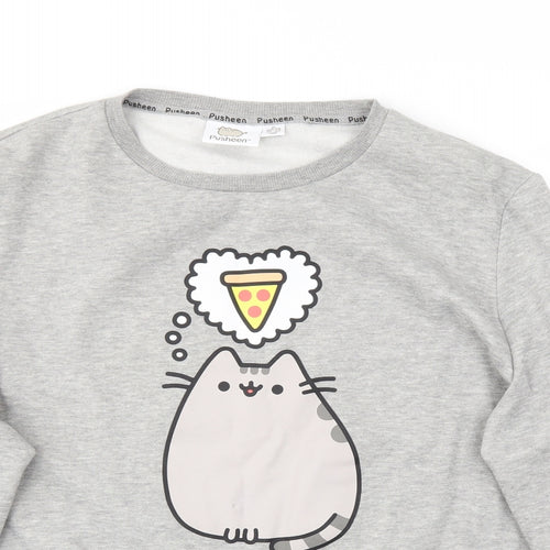 Pusheen Womens Grey Animal Print  Pullover Jumper Size XL