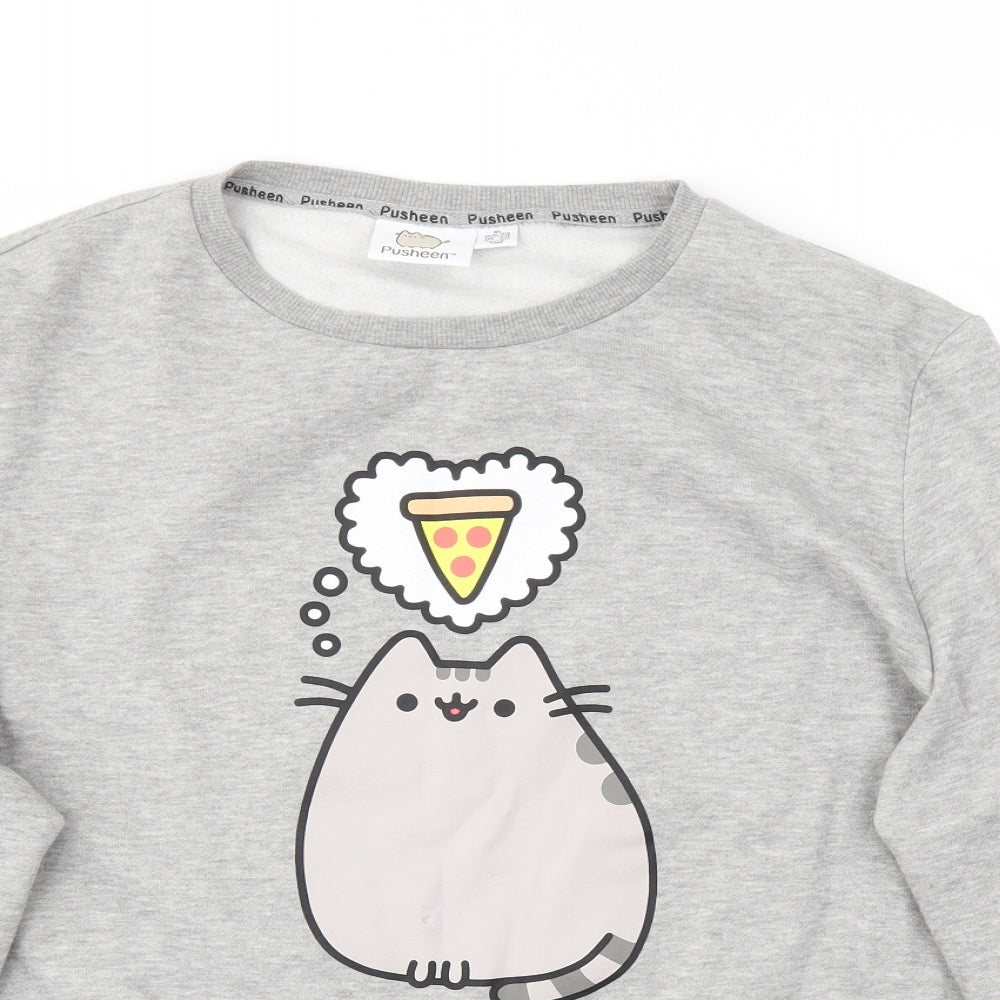 Pusheen Womens Grey Animal Print  Pullover Jumper Size XL