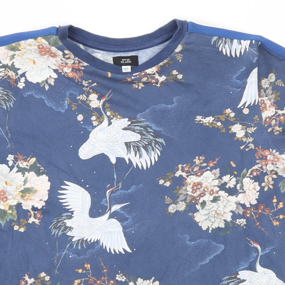 River Island Boys Blue Floral  Basic T-Shirt Size 11-12 Years
