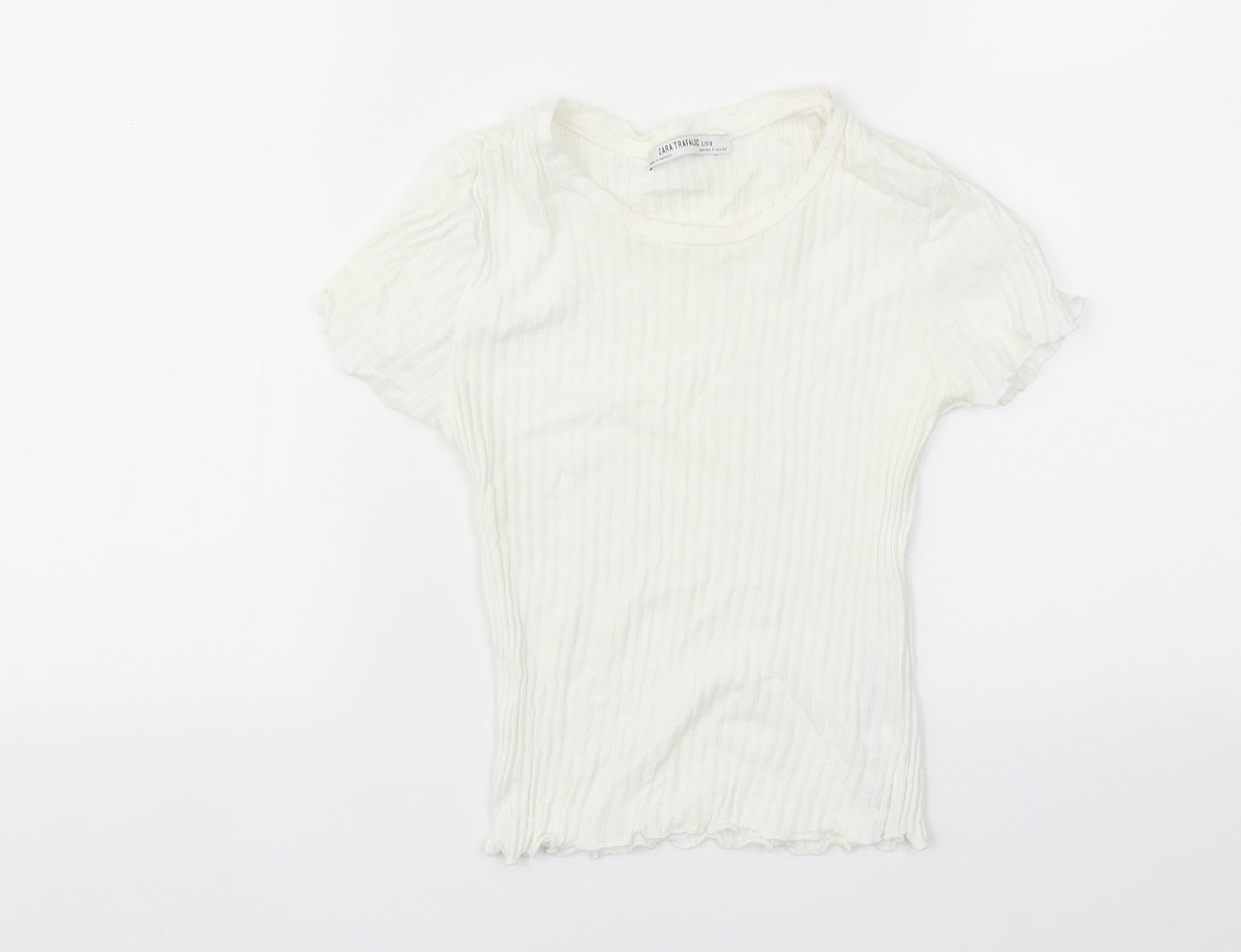Zara Girls White   Basic T-Shirt Size S