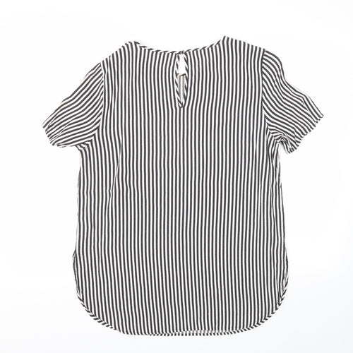 H&M Womens Black Striped  Basic T-Shirt Size 12