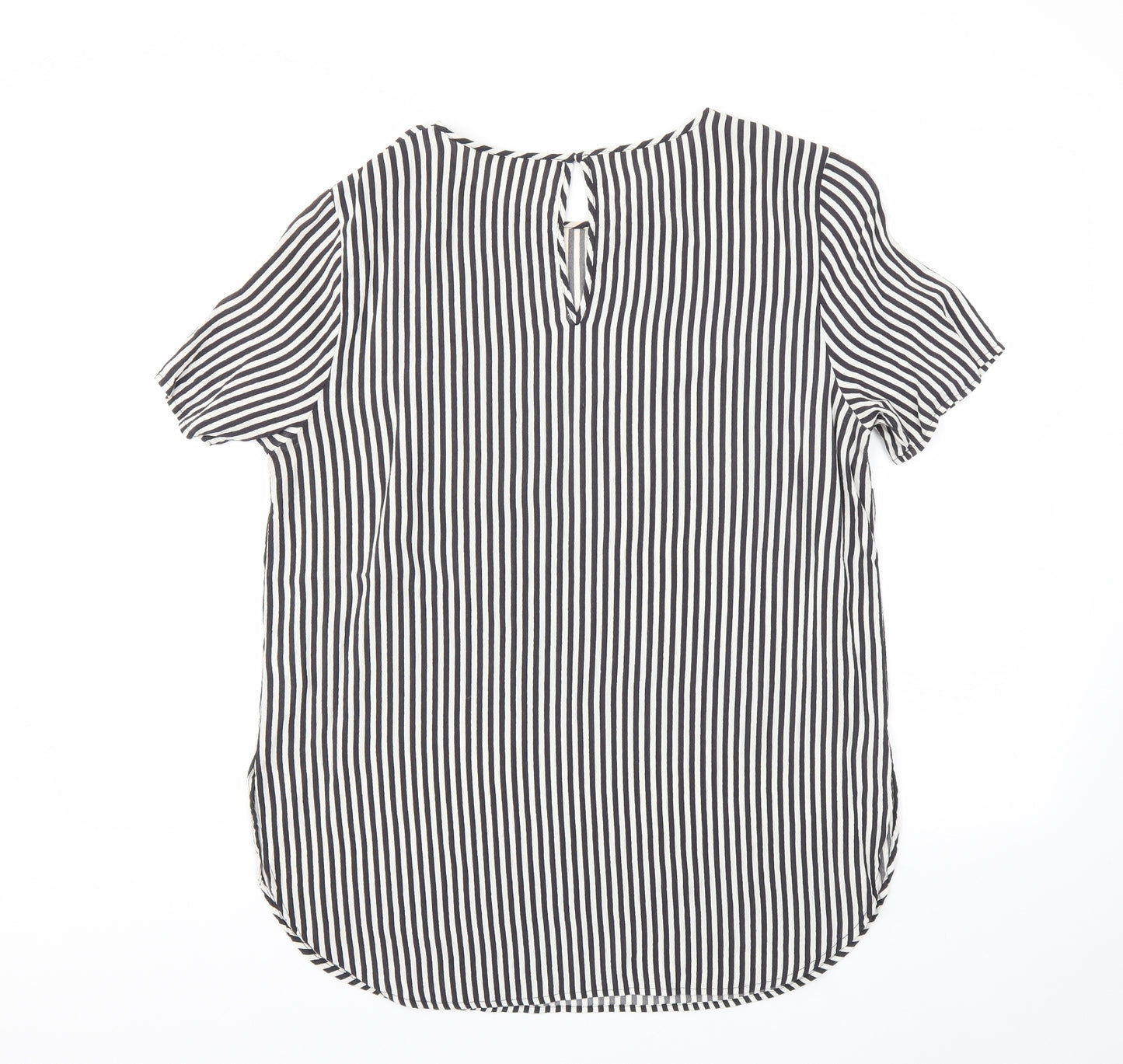 H&M Womens Black Striped  Basic T-Shirt Size 12