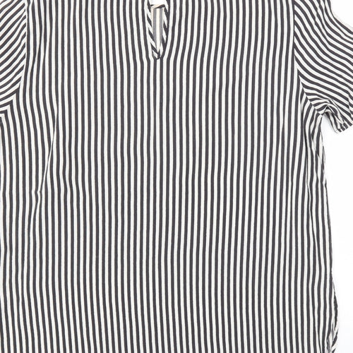 H&M Womens Black Striped  Basic T-Shirt Size 12