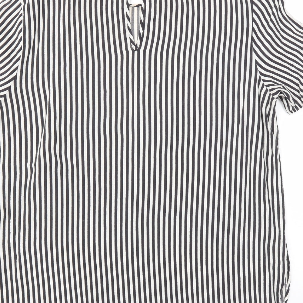 H&M Womens Black Striped  Basic T-Shirt Size 12