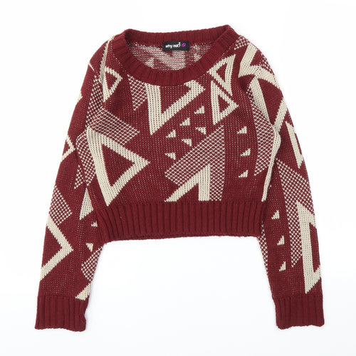 Why Not Womens Red Argyle/Diamond  Pullover Jumper Size S
