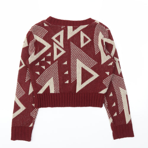 Why Not Womens Red Argyle/Diamond  Pullover Jumper Size S
