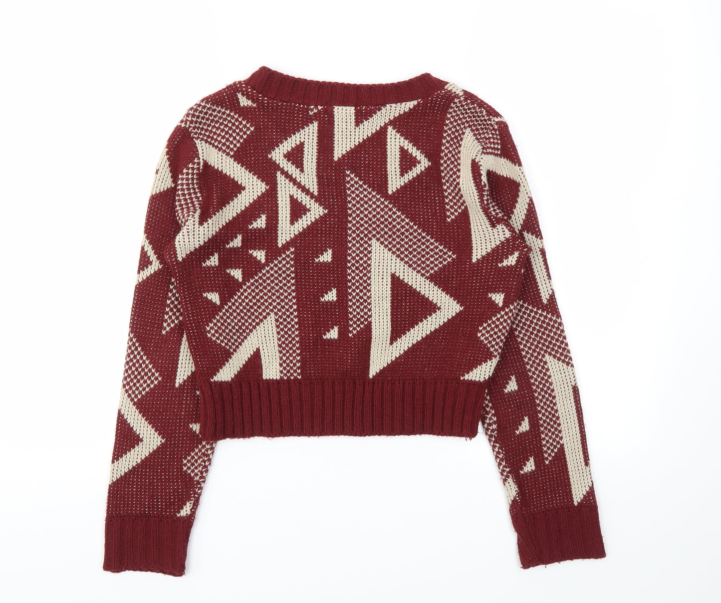 Why Not Womens Red Argyle/Diamond  Pullover Jumper Size S