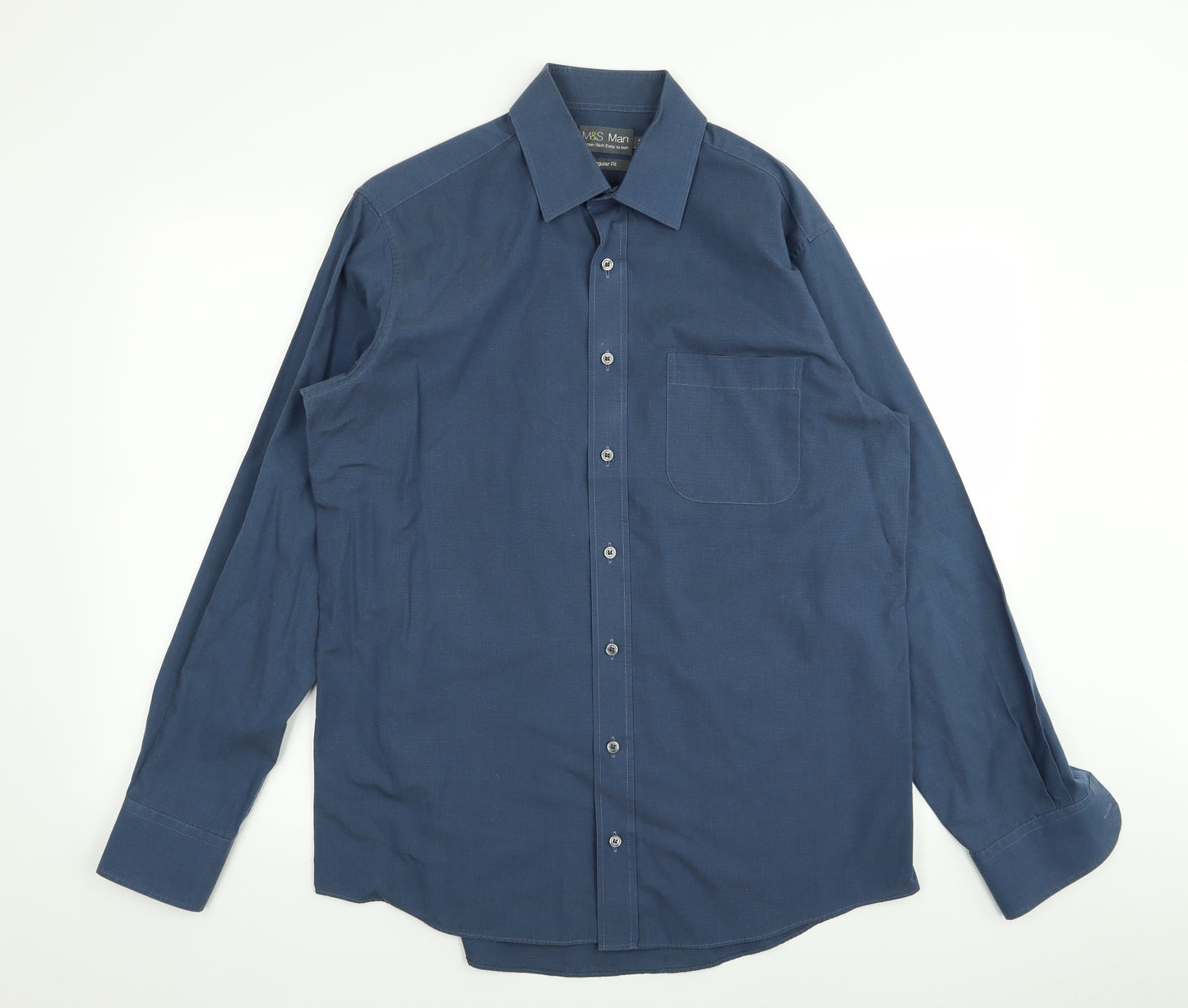 M&S Mens Blue    Dress Shirt Size 16