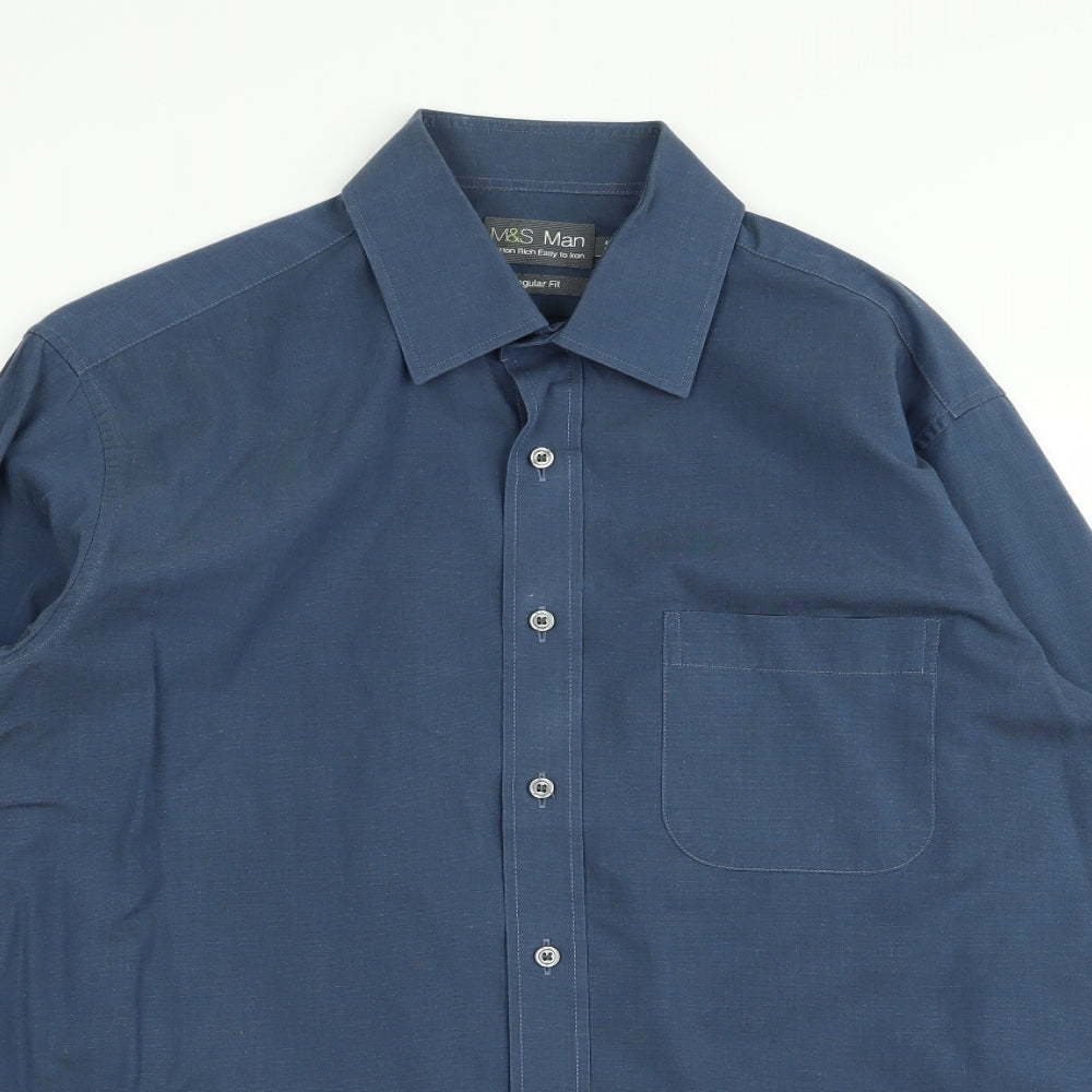 M&S Mens Blue    Dress Shirt Size 16