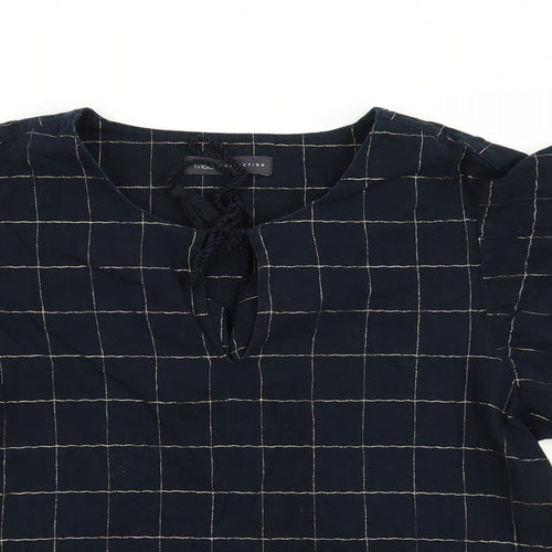 M&S Womens Blue Check  Basic T-Shirt Size 10