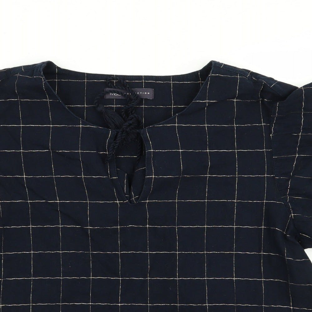 M&S Womens Blue Check  Basic T-Shirt Size 10