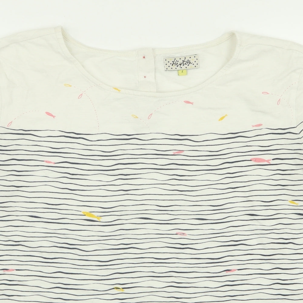 heyton Womens Multicoloured Striped  Basic T-Shirt Size L