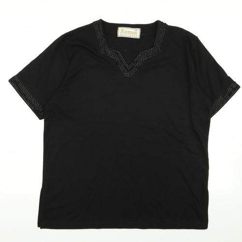 Roman Womens Black   Basic T-Shirt Size M