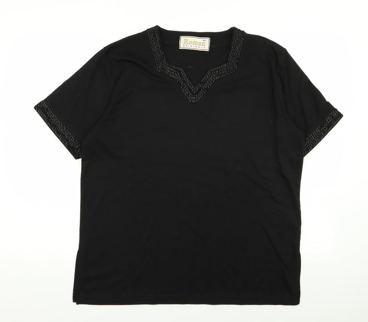 Roman Womens Black Basic T-Shirt Size M