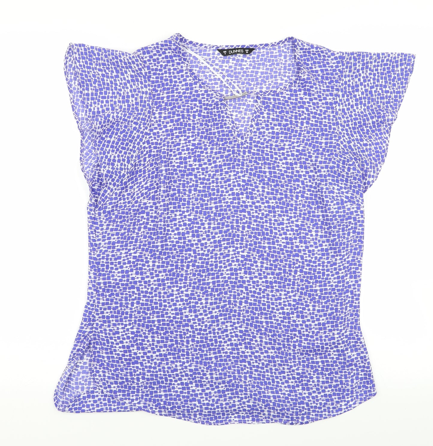 dunnes Womens Blue Geometric  Basic Blouse Size 8