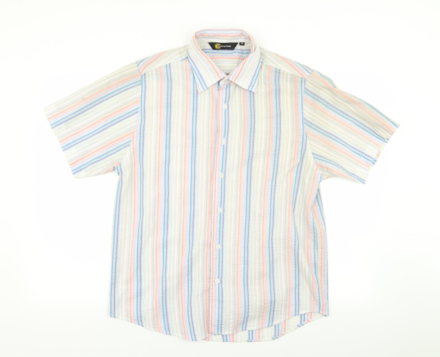 Cutting Edge Mens Multicoloured Striped   Button-Up Size M