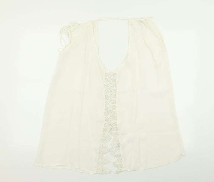 River Island Womens White Geometric  Basic Tank Size 18