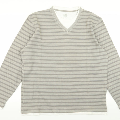 Easy Mens Multicoloured Striped  Pullover Jumper Size L