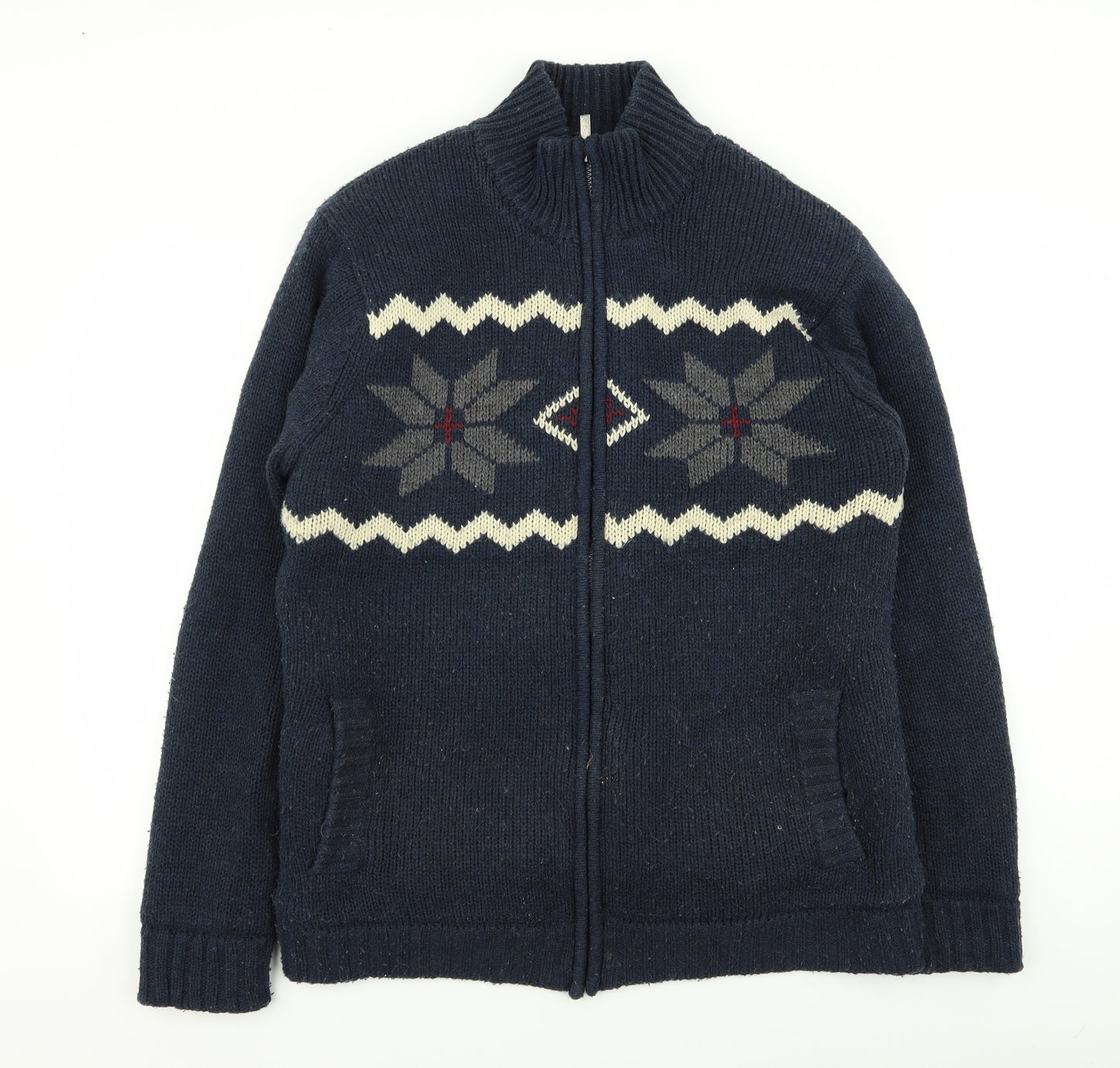 livenergy Mens Blue Geometric  Full Zip Jumper Size L