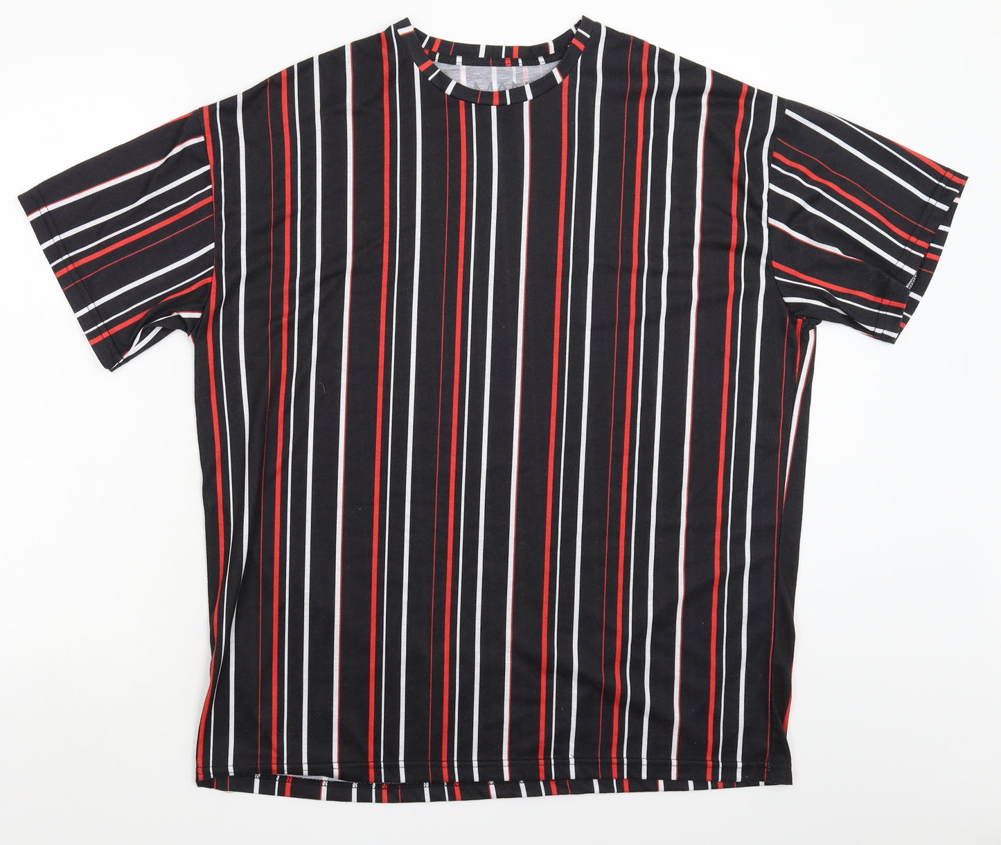 Boohoo Mens Black Striped   T-Shirt Size S