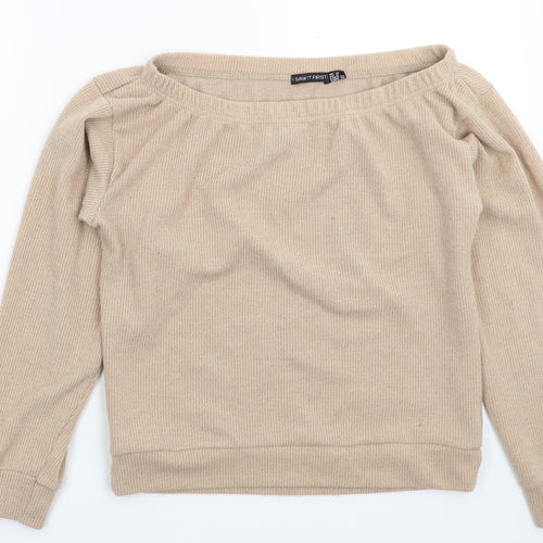 I SAW IT FIRST Womens Beige  Knit Pullover Jumper Size 10