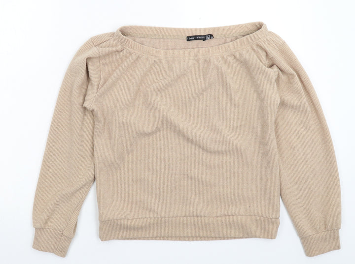 I SAW IT FIRST Womens Beige Knit Pullover Jumper Size 10