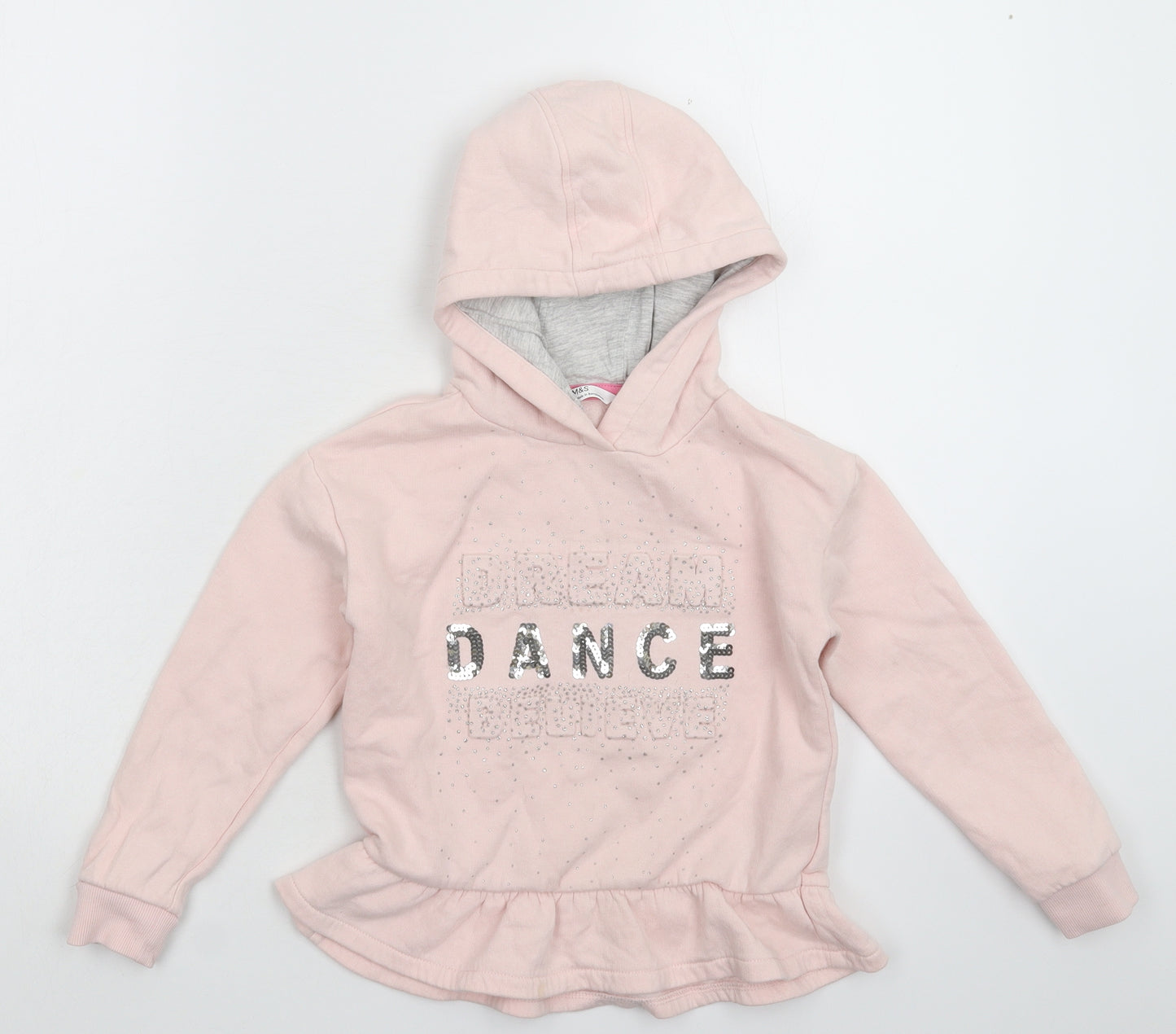 Marks and Spencer Girls Pink   Pullover Hoodie Size 5-6 Years