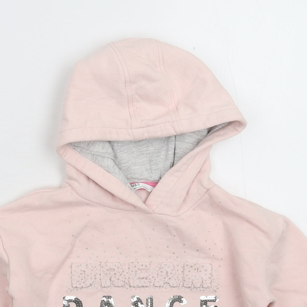 Marks and Spencer Girls Pink   Pullover Hoodie Size 5-6 Years