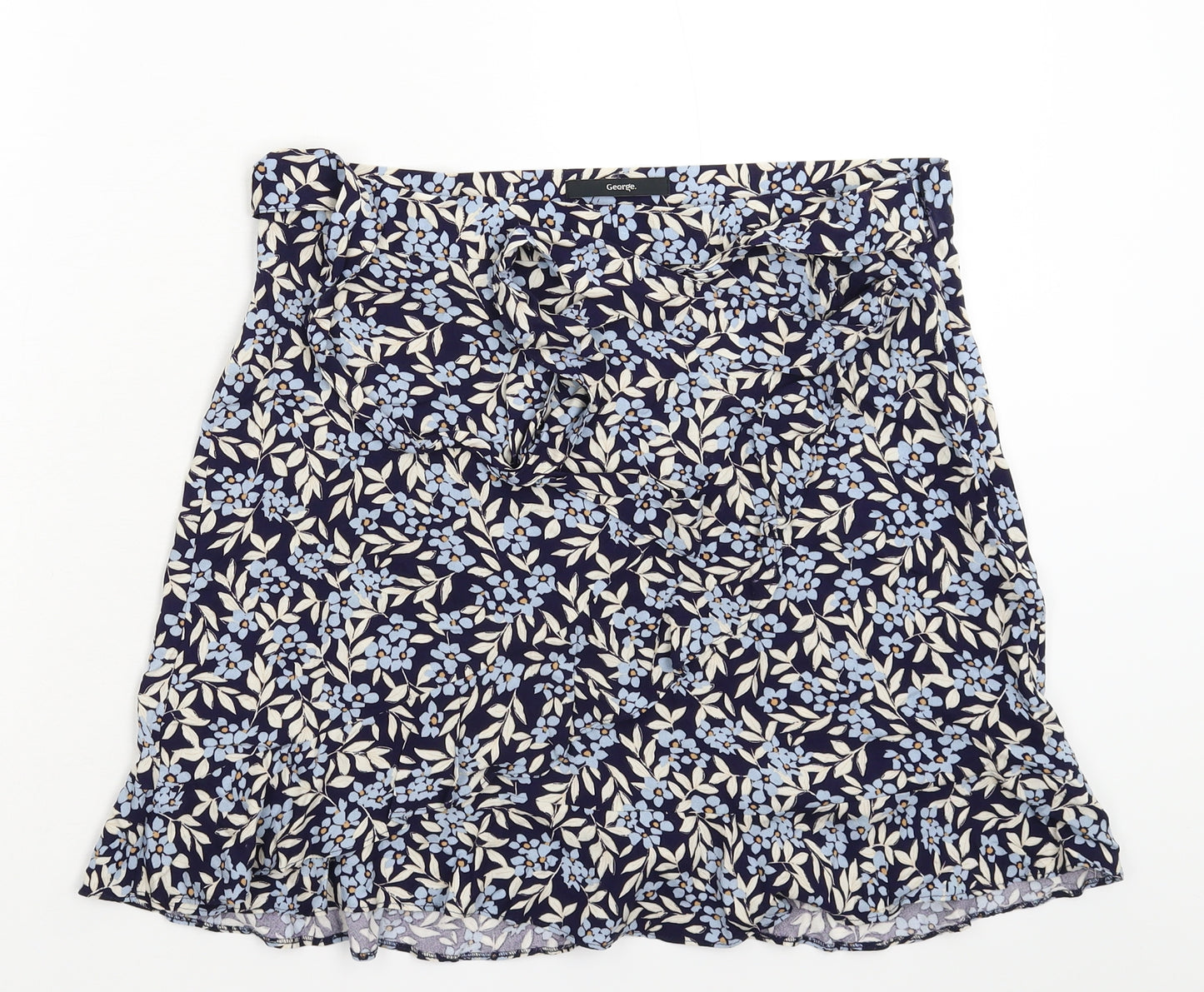 George Womens Blue Floral  Mini Skirt Size 14