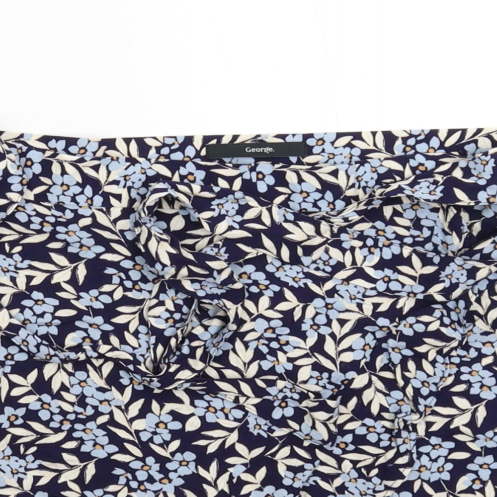 George Womens Blue Floral  Mini Skirt Size 14
