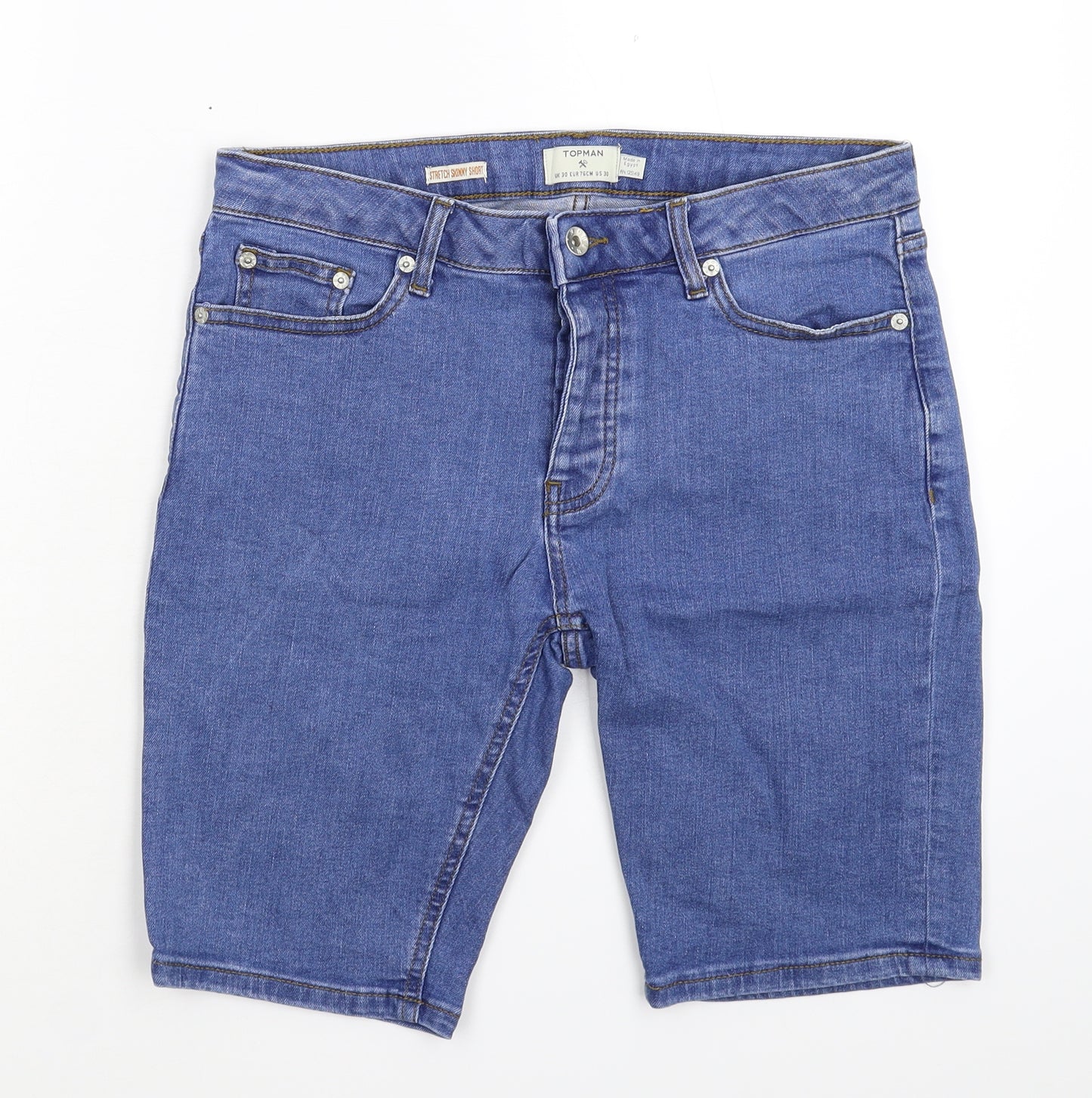 Topman Mens Blue  Denim Bermuda Shorts Size 30